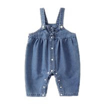 Banxidi Girls Pants Autumn Clothing 2024 New Fashionable Baby Baby Pants Childrens Denim Overalls Summer Clothing