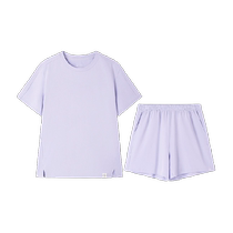 Cotton Era Mens and Womens Knitted Home Set Couples Pure Cotton Pajamas Summer Thin Short Sleeves Breathable and Comfortable