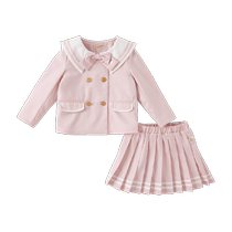 David Bella Childrens Suit 2024 New Spring and Autumn Girl Baby Two-piece Suit for Big Children College Style JK
