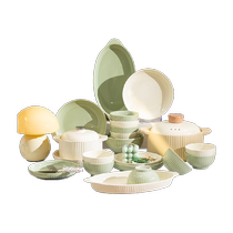 Dishes Set 2024 New Household Ceramics High-end Feeling Value Cream Style Light Luxury Dishes and Bowls Housewarming Tableware