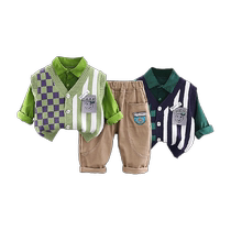 Yibeitong boys clothing handsome suit new childrens spring sweater vest baby spring clothes three-piece set