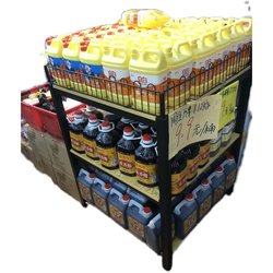 Supermarket promotion table milk stack display rack three-layer beverage rack custom grain and oil store display rack thickened floor stack rack