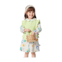 Balabala Girls Dress Set 2024 New Childrens Spring Clothing Baby Skirt Two-piece Set Western Style