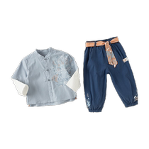 David Bella childrens trousers suit 2024 boys new Chinese style two-piece set baby boy Hanfu autumn clothing