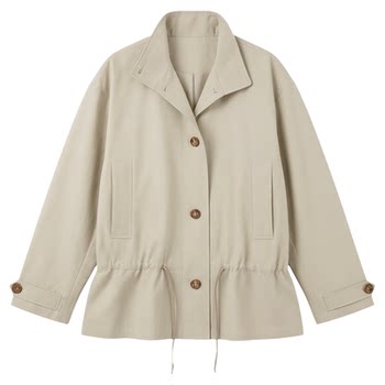 Li ling ແບບເງິນເກົ່າຢືນຄໍ workwear windbreaker ຂອງແມ່ຍິງ