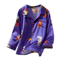 Q21 childrens silk home clothes for boys and girls 21 Moomi 6A grade mulberry silk pajamas long-sleeved parent-child suit new style