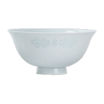Jingdezhen ceramic household solid color eating bowl high temperature white porcelain tableware rice bowl Ruyi 10 bowl combination 2024 new style