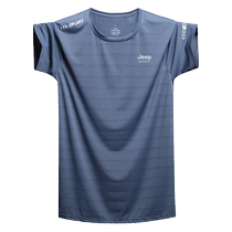 Jeep mens quick-drying mens t-shirt short-sleeved summer mens new ice silk sports dad large size summer top t-shirt