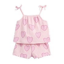Mark Jenny 2024 new summer style girls elastic knitted sling suit babys cute and comfortable clothes