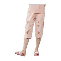 Three-gun cotton pajamas new spring and summer cropped pants for women pure cotton dry and breathable casual plaid womens home pants