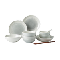 Yijia 2024 new dishware set household Chinese light luxury white porcelain tableware set moving to new home bowls chopsticks and plates