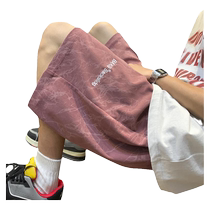 American tie-dye embroidered shorts mens summer thin casual loose sports pants trendy straight beach pants