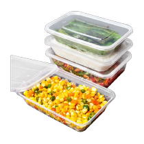 Temeiju disposable lunch box take-out box square 650ml*50 set picnic plastic lunch box
