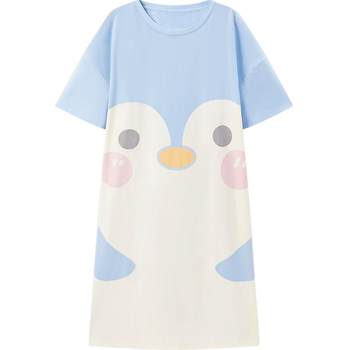 ໃຫ້ Panda Nightgown ແມ່ຍິງ summer ສັ້ນແຂນສັ້ນຝ້າຍງາມເດັກຍິງ 2024 ໃຫມ່ Pajamas Summer ເຄື່ອງນຸ່ງຫົ່ມເຮືອນ