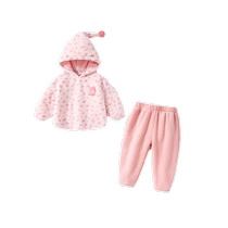 Girls suit autumn and winter 2024 new baby velvet hooded sweatshirt pants children winter childrens two-piece set