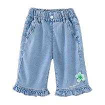 Piggy Banner Childrens Clothing 2023 Summer New Style Childrens Pants Little Girls Cropped Pants Baby Pants Jeans Trendy