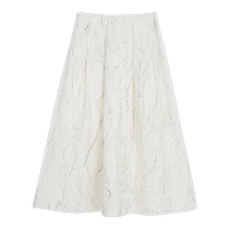 YINER 2024 new summer style French romantic jacquard smudged pleated A-line skirt