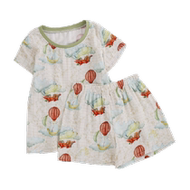 24 Summer Andan new bamboo cotton yarn Class A breathable baby boys and girls parent-child clothes short-sleeved suit pajamas