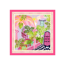 BE Fan Dean 2024 new printed chiffon square scarf holiday poem line multi-purpose light and smooth beach vacation
