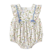 babylove female baby bag fart clothing summer pure cotton baby triangle romper clothing princess floral garden secret