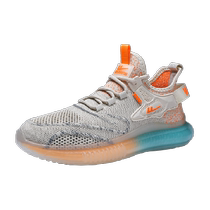 Pull-back Coconut Mens Shoes Summer Breathable Thin Fly Knitted Mesh Running Sports and Casual Mens Internet Celebrity Popular Trendy Shoes