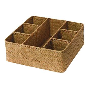 Handmade straw woven desktop storage basket