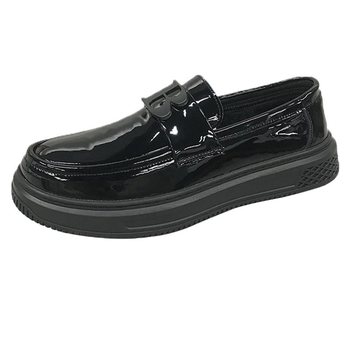 2025 autumn and winter patent leather men's shoes casual leather shoes