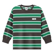 Zuoxi childrens clothing boys T-shirt long-sleeved pure cotton mountain stripe 2024 new childrens autumn clothing autumn bottoming top
