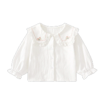Banxidi Girls Shirts Autumn Clothes 2024 New Fashionable Baby White Tops Spring and Autumn Childrens Shirts Doll Shirts