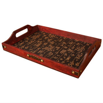 Chinese style ancient wooden tea tray storage tray rectangular