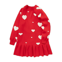 Balabala girls dress childrens spring new year new season big childrens ruffles to keep warm New Years greetings