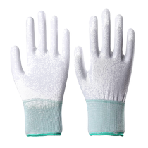 36 Double thin section white nylon PU coated finger glove gluing dip gel coated with electronic dust-free antistatic labour gloves