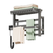 Cabei electric heated towel rack household bathroom punch-free heating drying bathroom storage rack bath towel rack wall-mounted