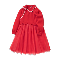 Balabala girls dresses childrens new New Years season big childrens national style mesh skirt New Years greetings clothes