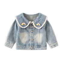 Banxidi girls denim jacket spring and autumn 2024 new style baby long-sleeved top childrens princess autumn wear