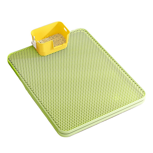 Alfombrilla de arena para gatos para llevar a prueba de salpicaduras para gatos control de arena de doble capa