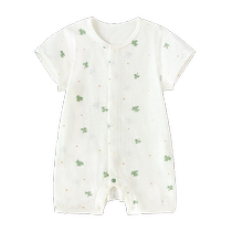 babylove baby short-sleeved jumpsuit summer pure cotton mesh baby clothes fresh and breathable crawler summer clothes