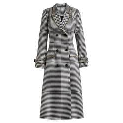 Chili Yellow Houndstooth Waist Slimming Suit Collar Coat Jacket Women's High-quality 2024 Autumn Women's Style New