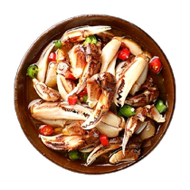 Encounter fresh spicy crab claws ready-to-eat canned fish sauce small seafood raw pickled sea crab legs and feet commercial Zhoushan 220g*6