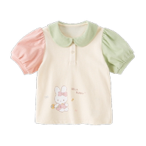 David Bella soda cotton girls T-shirt 2024 summer new style childrens short-sleeved baby puff sleeve top