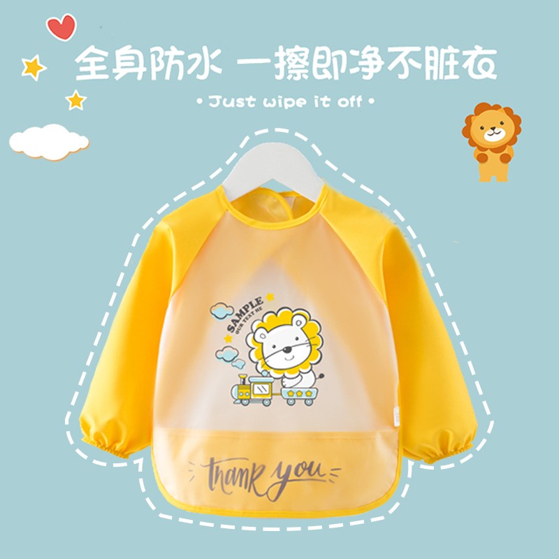 Smock baby boy and girl kindergarten complementary food eating waterproof and anti-dirty baby rice bag bib children's reverse dressing apron
