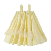 Mini Balabala Girls Dress Summer Baby Breathable Cotton Fashionable Childrens Suspender A-Line Skirt
