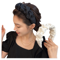 French cloud pleated headband high skull fabric headband women 2024 new face wash ins wide-brimmed hairpin