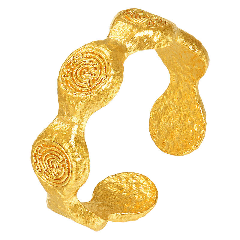 Honey Gold Jewelry Gold Ring Pure Gold Ancient Treasure Series Golden Luan Ring HGH1723