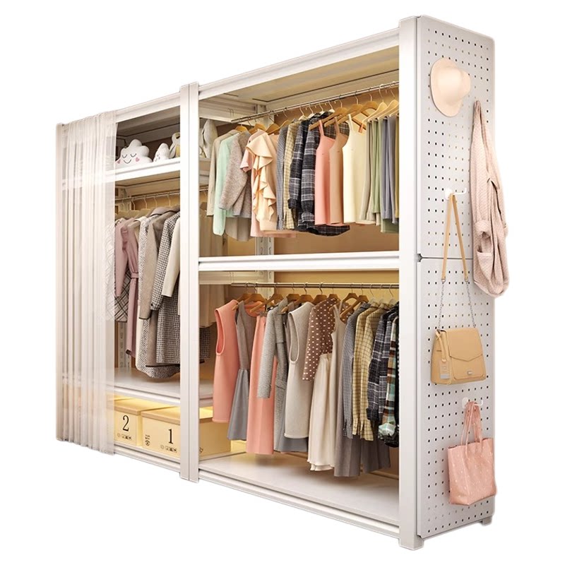 Simple assembled floor-standing hole plate metal angle steel coat rack