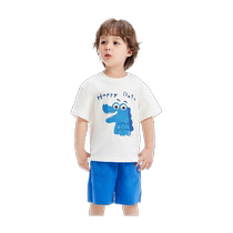 Balabala childrens suit boys short-sleeved two-piece set 2024 new summer clothes cute campus sports style clothes