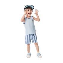 Balabala boys vest suit summer air-conditioned clothes childrens pajamas childrens home clothes for middle-aged and older children can go out