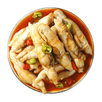 Three dolphins spicy razor clam meat freshly made shelled pure meat ready-to-eat canned small seafood in sauce 280g