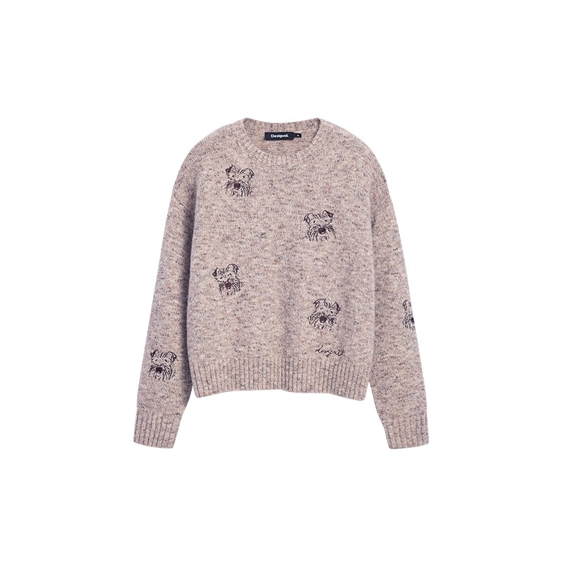 Desigual25 new autumn and winter hand-painted pencil puppy embroidery women's sweater