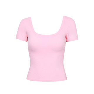 annerun露背运动短袖女夏带胸垫修身上衣健身服跑步普拉提瑜伽服